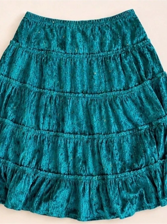 Guess Collection Dresses & Skirts - Vintage GUESS Collection Teal Crushed Velvet Tiered Skirt | Y2K Boho Fairycore
